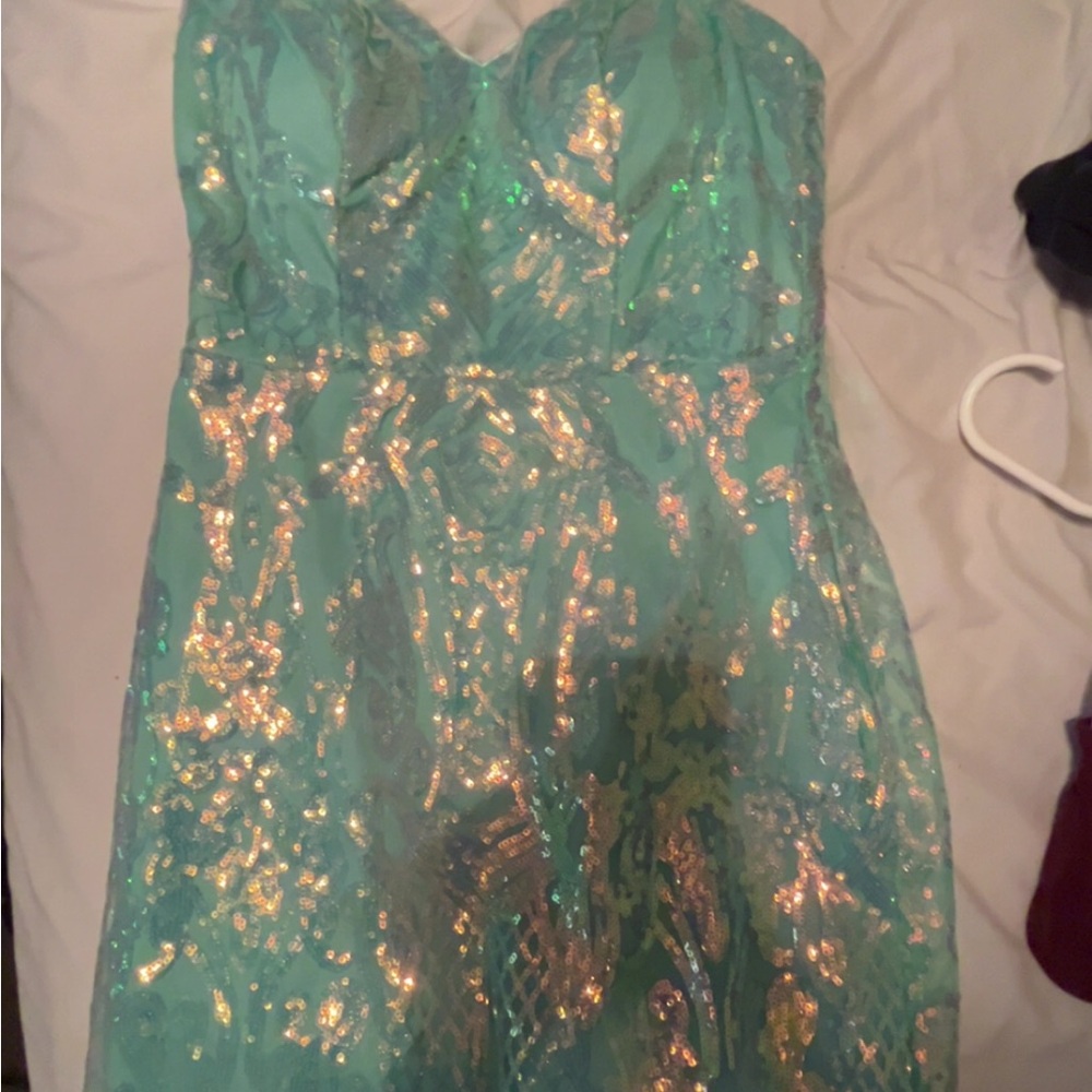 Windsor Aqua Sequin mini dress
